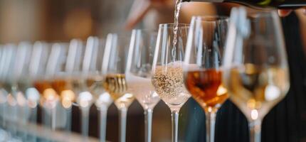 Pouring Wine Into Glasses at a Reception photo