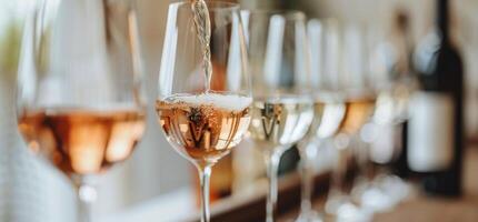 Wine Glasses With White and Rose Wine photo
