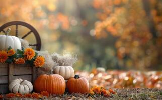 Fall Pumpkins in a Wagon photo