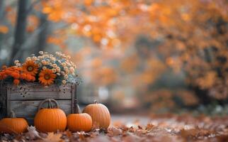 Autumn Pumpkins and Flowers photo
