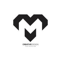 Letter Mv or Vm negative space modern unique monogram logo idea vector