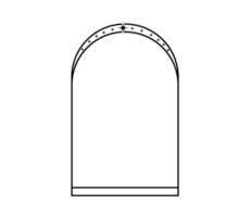 Minimalist semi-circular rectangular linear figure y2k . Trendy linear design in black color with frame, star. Aesthetic retro element illustrated for banners, social media, poster design. vector