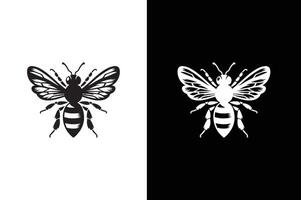 Bee icon silhouette of an insect Isolated on a white black background. Simple black and white bee icon vector