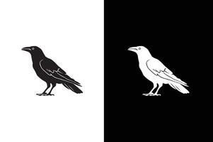 Crow icon silhouettes. of crow design isolated on black white background. vector