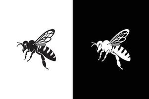 Bee icon silhouette. Bee silhouette of an insect Isolated on a white black background. Graphic symbol, design template. vector