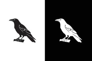 Crow icon silhouette. of crow design isolated on black white background. vector