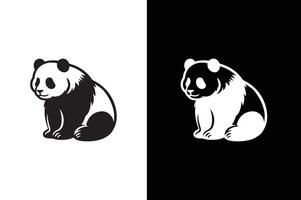 Panda icon silhouette. Simple illustration of cute panda icon for web black white background. vector