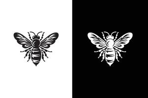 Bee icon silhouette. Bee silhouette of an insect Isolated on a black background. Graphic symbol, design template. vector