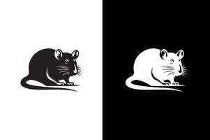 image of a silhouette icon of a rat on a white Black background. Rat and mouse silhouette. vector