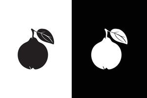 Guava Icon silhouette. Guava Fruit food symbol in a black white background vector