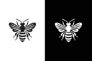 Bee icon silhouette. Bee silhouette of an insect Isolated on a black background. Graphic symbol, design template. vector