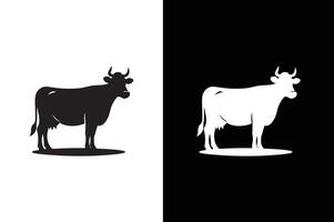 Cow icon silhouette illustration. Cow silhouette icon black white background. vector
