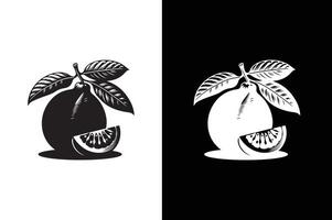 Guava Icon silhouette. Guava Fruit food symbol in a black white vector