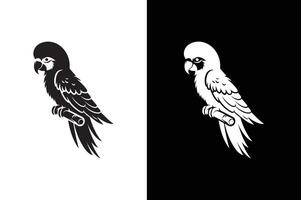 Isolated silhouette icon of a parrot. Black bird element on a white background. Parrot Silhouette vector