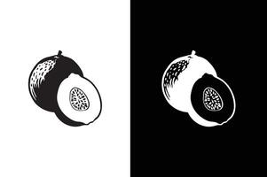 Guava Icon silhouette. Guava Fruit food symbol in a black white style. vector