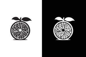 Orange silhouette illustration. lemon, orange icon in flat black style, isolated on white black vector
