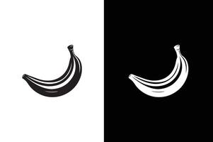 Banana icon silhouette . Solid, outline and flat graphic design. Banana Icon with reflection on black background vector