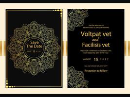 Save the date ornamental Wedding invitation card with luxury background Template vector