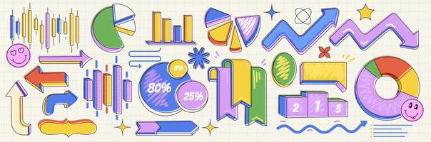 Business data market elements. Charts and graphs. vector