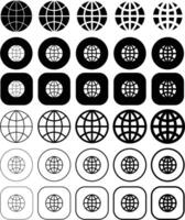 Website Black Solid and Outline Icon Set vector