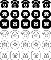 Phone Black Solid and Outline Icon Set vector