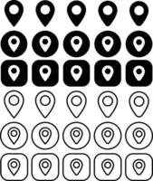 Maps Black Solid and Outline Icon Set vector