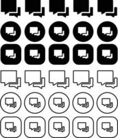 Chat Black Solid and Outline Icon Set vector