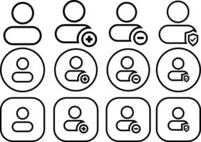 Account Black Outline Icon Set vector