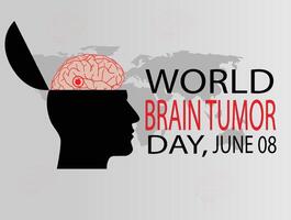 World Brain Tumor Day is observed each year on June 8th. it is an overgrowth of cells in the brain that forms masses called tumors. illustration vector