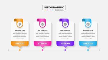 Business process infographic design template with 4 steps or options vector