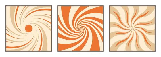 Set of groovy backgrounds. Funky cover design. Abstract square posters in retro style vector