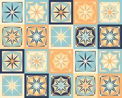 Seamless pattern with square ceramic tiles. Ornamental textile background. Colorful folk patchwork vector