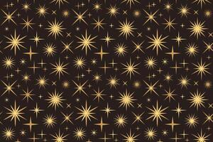Magical starry night sky background. Seamless pattern with gold star design elements. vector