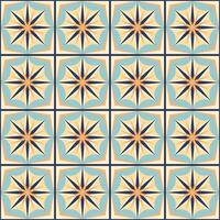 Geometric seamless pattern of square tiles with abstract star shape. Traditional oriental decorative ornate azulejos. vector
