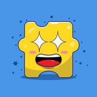 Cartoon illustration of fascinated face with eyes forming a star. puzzle character cartoon with simple color inside. puzzle character concept vector