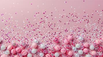 Pink and Blue Confetti on Pink Background photo