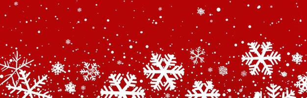 Snowflakes on Red Background With Snowfall photo