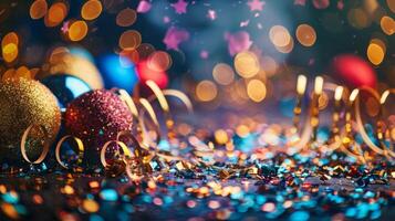 Two Champagne Flutes Against a Festive Background photo