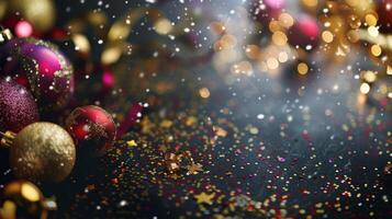 Two Champagne Flutes Against a Festive Background photo