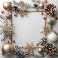 Green Evergreen Wreath With Red Berries photo
