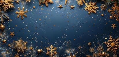 Golden Snowflake Christmas Frame photo