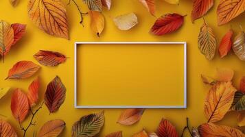 Autumn Leaves and Shadows on Tan Background photo