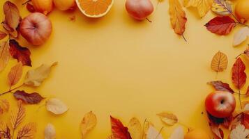 Autumn Leaves and Shadows on Tan Background photo