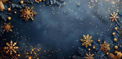 Golden Snowflake Christmas Frame photo