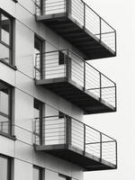 Black And White Fire Escape On Brick Building photo