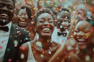 Woman Laughing In Confetti photo