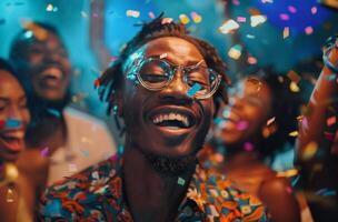 Woman Laughing In Confetti photo