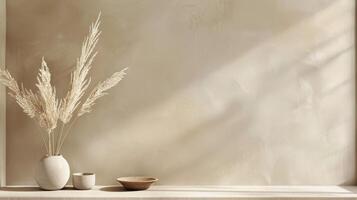 Minimalist Interior With Dried Pampas Grass photo