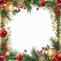 Green Evergreen Wreath With Red Berries photo