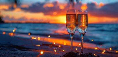 Champagne Toasts at Sunset Beach photo